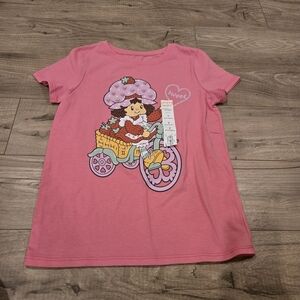 🌻 NWT Strawberry Shortcake "Sweet" Pink Bicycle Graphic Shirt - Girls 7 🍓